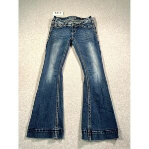 Rock & Roll Trouser Jeans Womens 28x34 Blue Medium Wash Whiskering Flared Leg